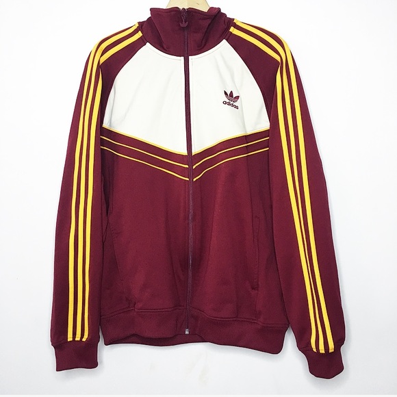 maroon adidas zip up jacket